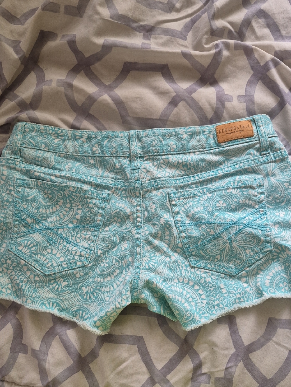 Aeropostle Aqua Paisley Denim Shorts - Picture 2 of 3